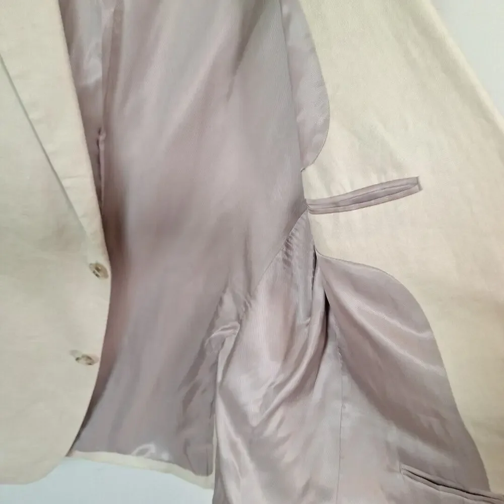 Pronto Uomo Platinum Linen Blazer Sport Jacket Double Vent 2 Button Men Size 46R - Picture 9 of 9